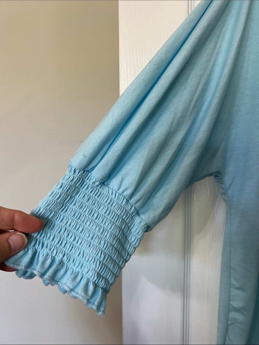 new directions Light Blue Smocked-Sleeve Tunic Top - Picture 2 of 4